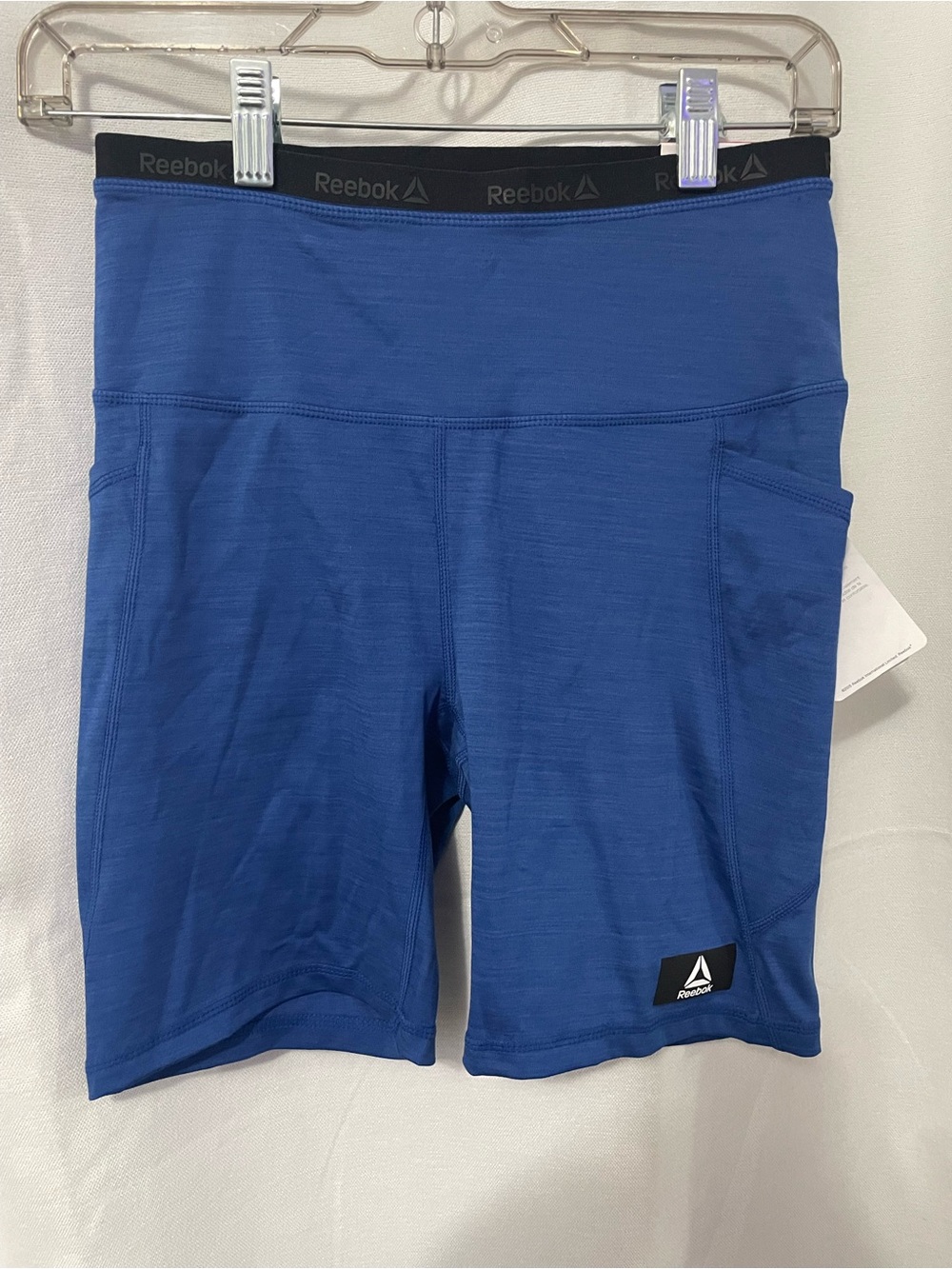 Reebok Women's Royal Blue Athletic Bike Shorts with Side Pockets